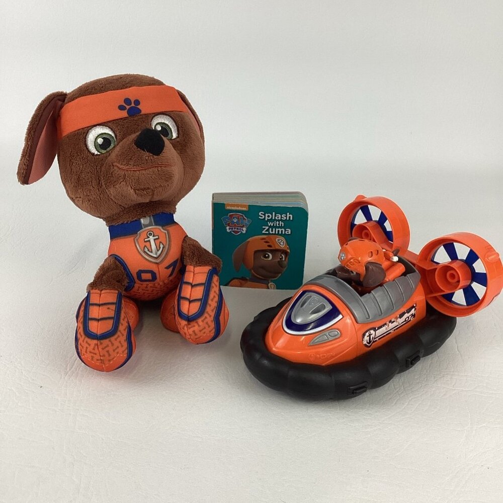 Paw Patrol Rescue Pups Zuma Lot Hovercraft with Figure Plush Dog Board Book Set
